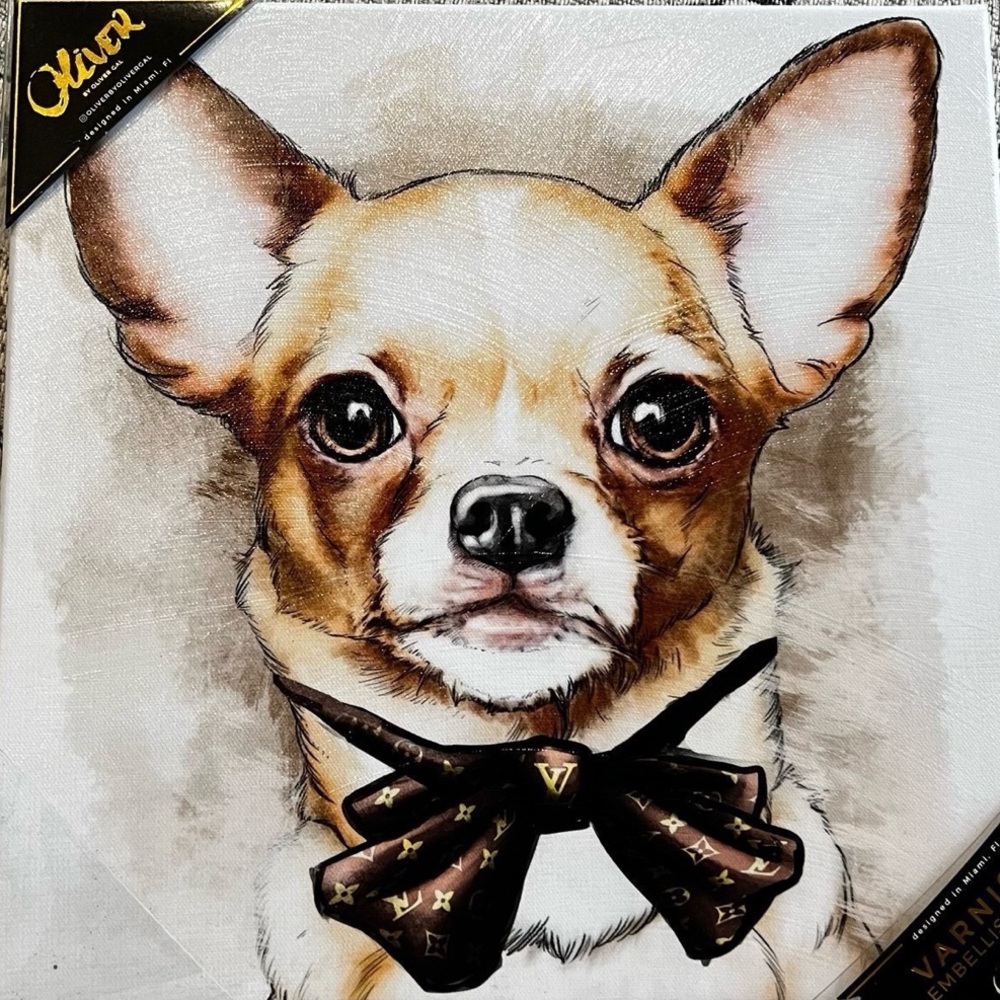 RARE Chihuahua Bow Tie Canvas Wall Art By Oliver Gal NWT
